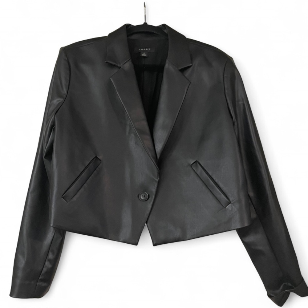 Vegan Leather Cropped Blazer